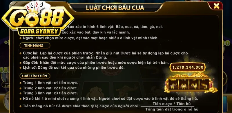 Quy tắc đặt cược Bầu Cua Go88